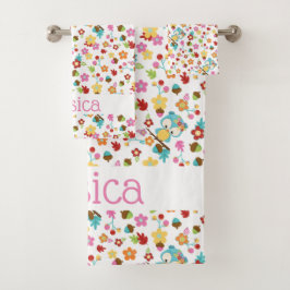 Nombre personalizado de la niña floral de búho de