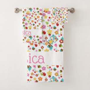 Nombre personalizado de la niña floral de búho de