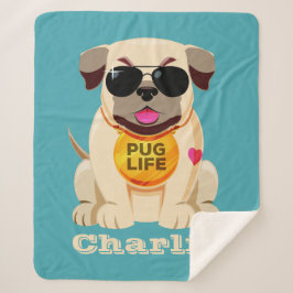 Nombre personalizado de la vida de Pug y mantas de
