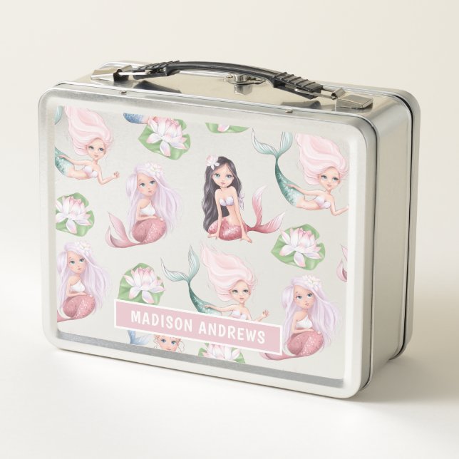 Nombre personalizado de Mermaid Girly Modern Water (Reverso)