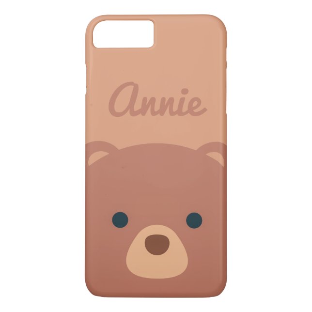 Nombre personalizado de oso marrón cuerdo | Funda  (Reverso)
