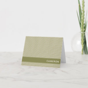 Nombre personalizado de Retro Olive Gingham Plaid