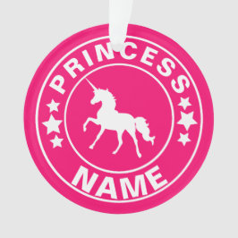 Nombre personalizado de Unicorn princesa ornamento