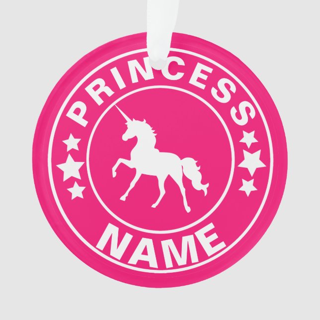 Nombre personalizado de Unicorn princesa ornamento (Anverso)