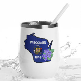 Nombre personalizado de Wisconsin Flag y Flower Bl