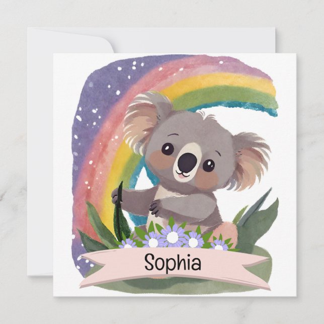 Nombre personalizado del bebé de Koala Arcoiris (Anverso)