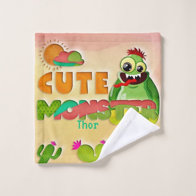 Nombre personalizado del monstruo verde lindo  (Toallita)
