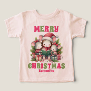 Nombre personalizado del ratón de Navidades rosas