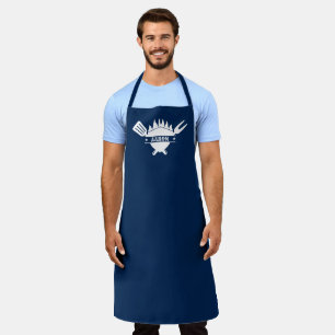 Nombre personalizado delantal Navy BBQ Grill