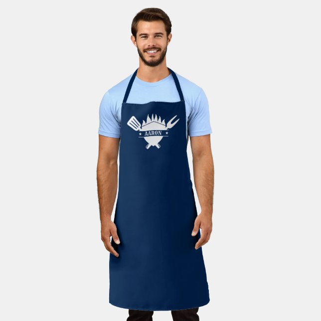 Nombre personalizado delantal Navy BBQ Grill (Gastado)