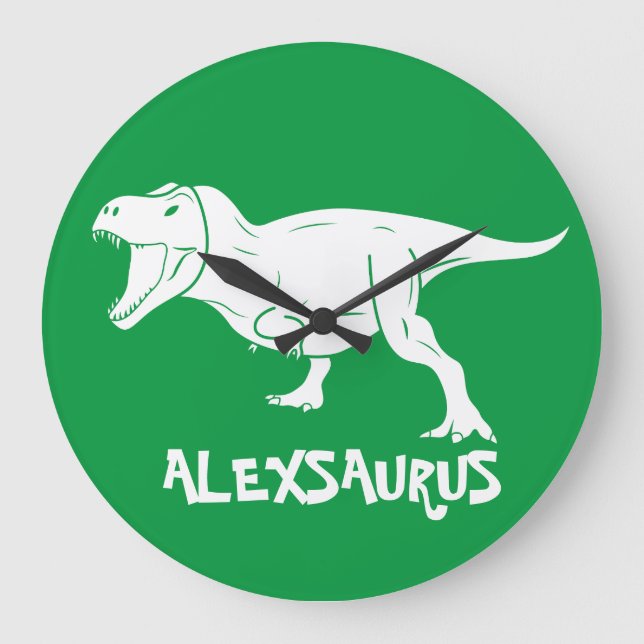 Nombre personalizado Dinosaurio reloj grande (Anverso)