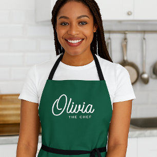 Nombre Personalizado El Chef Delantal Verde para M