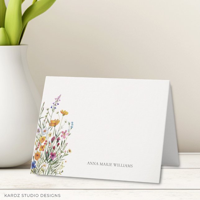 Nombre Personalizado Elegante Boho Chic Doblez (Front of 4 x 5.6 inches folded card is shown. Personalize and choose size before checkout.)