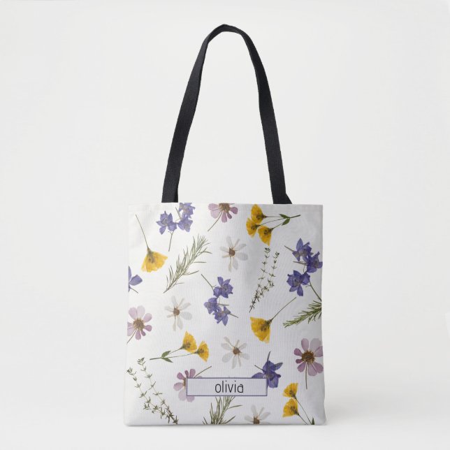 Nombre personalizado Elegante Bolsa Floral de Flor (Anverso)