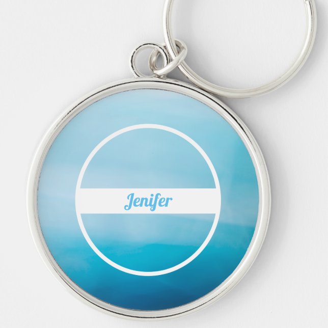 Nombre personalizado en llavero con gradiente azul (Frente)