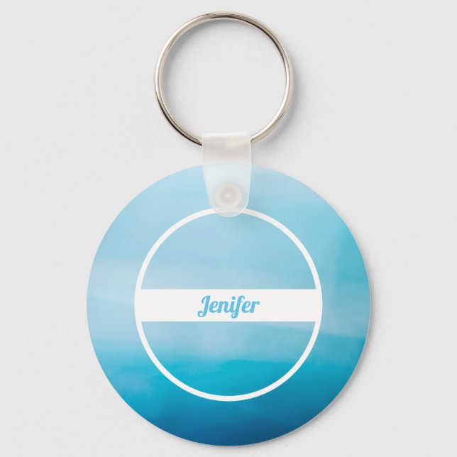 Nombre personalizado en llavero con gradiente azul (Anverso)