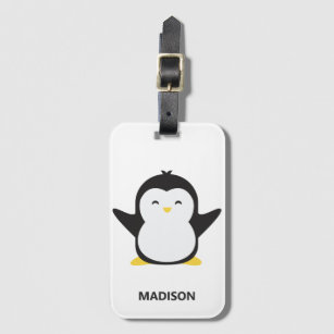 Nombre personalizado etiqueta de equipaje de pingü