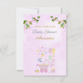 Nombre personalizado Fairy Pink Pram Baby Shower