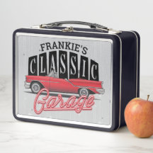 NOMBRE personalizado Faux Neon 1950's Classic Car 