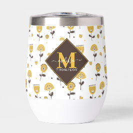 Nombre personalizado floral amarillo moderno de me