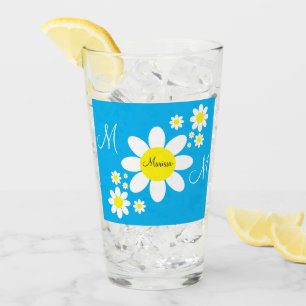 Nombre personalizado floral de color azul y blanco
