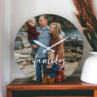 Nombre personalizado foto simple reloj de pared