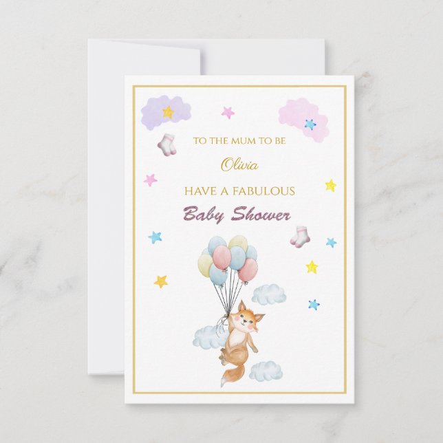 Nombre personalizado Fox globos flotantes Baby Sho (Anverso)