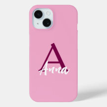 Nombre personalizado Funda para iPhone rosa 15