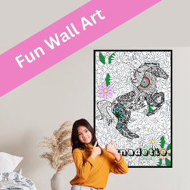 Nombre personalizado Giant Horse Floral Posters de