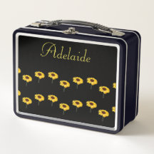 Nombre personalizado girasoles amarillos en negro