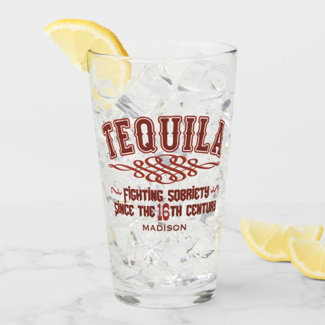 Nombre personalizado Gracioso TEQUILA Glass (Anverso (hielo))
