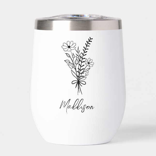 Nombre personalizado, grupo de flores de tipografí (Frente)