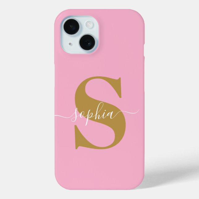 Nombre personalizado, guión inicial, Funda rosa/do (Reverso )