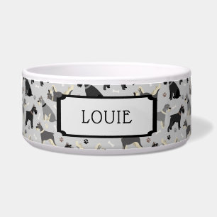 Nombre personalizado Guirnaldas Schnauzer y bol de