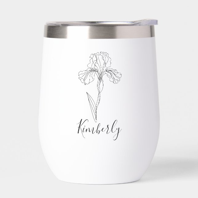 Nombre personalizado Iris Febrero Nacimiento Flor (Izquierdo)