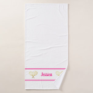 Nombre personalizado Jugador de tenis Blanco rosa