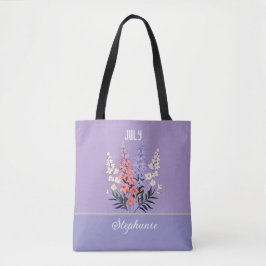 Nombre personalizado Julio Bolsa de Tote de flor d