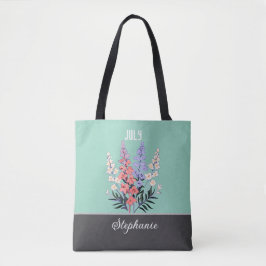 Nombre personalizado Julio Bolsa de Tote de flor d
