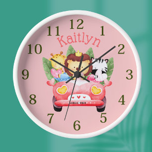 Nombre personalizado Jungle Safari Animales Reloj 