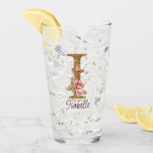 Nombre personalizado letra I Lámina de oro rosas r