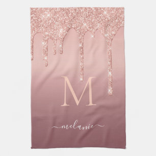 Nombre personalizado Letra Rosa toalla de cocina P