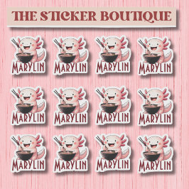 Nombre personalizado lindo Axolotl Pegatina de fid