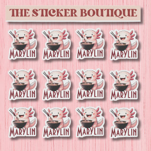 Nombre personalizado lindo Axolotl Pegatina de fid