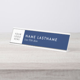 Nombre Personalizado Logo Navy placa de la mesa azul blan