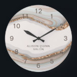 Nombre Personalizado Marble de piedra Agitar reloj<br><div class="desc">Diseñado para coordinar con nuestra Agate Business Collection, este reloj de pared presenta un magnífico fondo de ágata de mármol con su propio nombre de negocios. Para una personalización más avanzada de este diseño, por ejemplo, cambiar el diseño, el tamaño de letra o el tamaño del texto, haga clic en...</div>