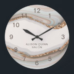 Nombre Personalizado Marble de piedra Agitar reloj<br><div class="desc">Diseñado para coordinar con nuestra Agate Business Collection, este reloj de pared presenta un magnífico fondo de ágata de mármol con su propio nombre de negocios. Para una personalización más avanzada de este diseño, por ejemplo, cambiar el diseño, el tamaño de letra o el tamaño del texto, haga clic en...</div>