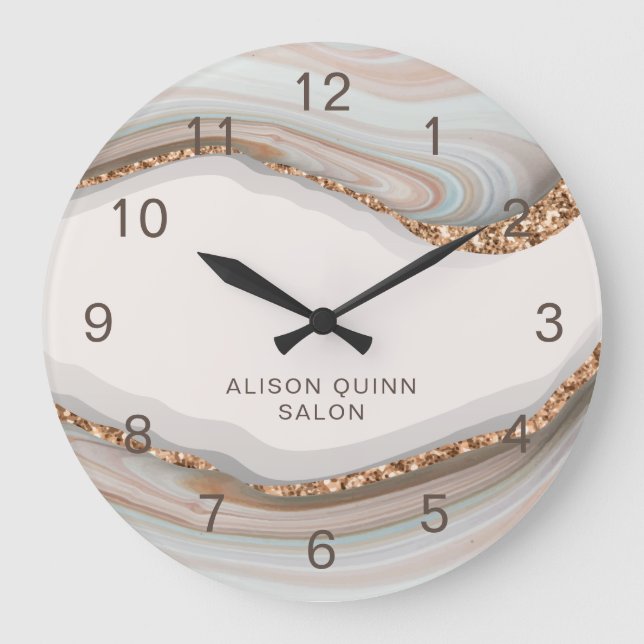 Nombre Personalizado Marble de piedra Agitar reloj (Anverso)