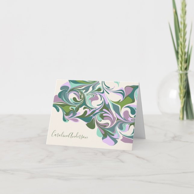 Nombre personalizado Marble Swirl Purple Green (Anverso)