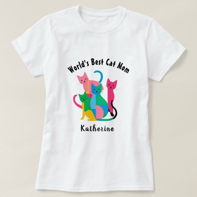 Nombre personalizado: mejor camiseta de mamá gato  (Diseño del anverso)