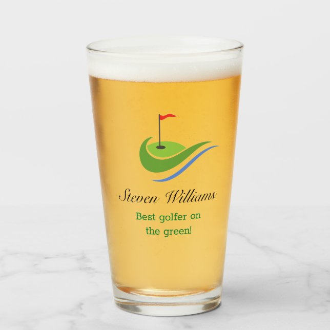 Nombre personalizado Mejor Glass de Cerveza Golfer (Anverso (lleno))